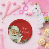  kerstman rood kerstfeest papieren bordje (Feest)