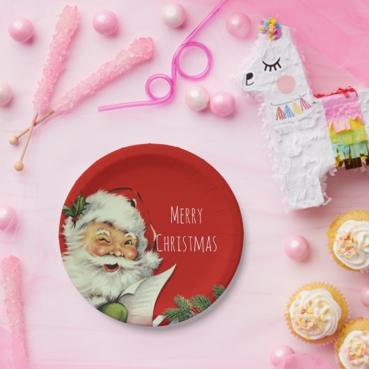 kerstman rood kerstfeest papieren bordje (Feest)