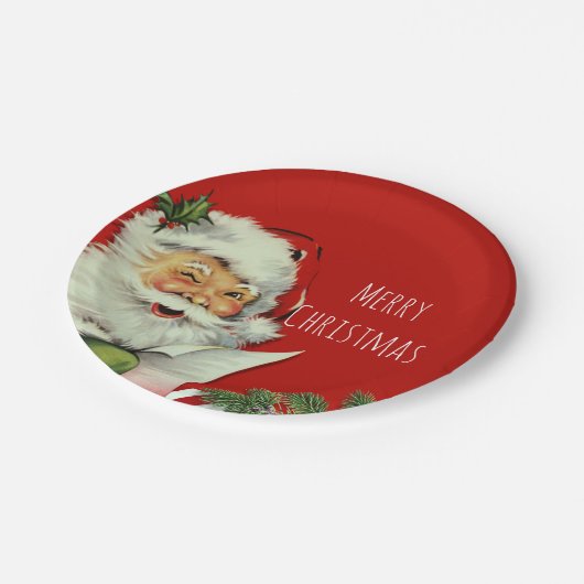kerstman rood kerstfeest papieren bordje (Gekanteld)
