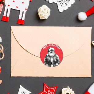 Kerstman rood Ronde Sticker