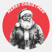  Kerstman rood Ronde Sticker (Voorkant)