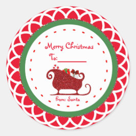 Kerstman Rood slee Kerstvakantie Sticker