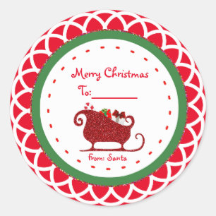 Kerstman Rood slee Kerstvakantie Sticker