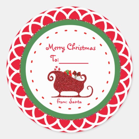 Kerstman Rood slee Kerstvakantie Sticker (Voorkant)
