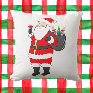 Kerstman Rood Wijn Zak Festief Kussen