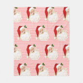 Kerstman Rood Witte Streep Fleece Deken (Voorkant)