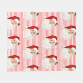 Kerstman Rood Witte Streep Fleece Deken (Voorkant (Horizontaal))