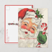 Kerstman Rosy Wangen met Suikerstok  Briefkaart (Voorkant / Achterkant)