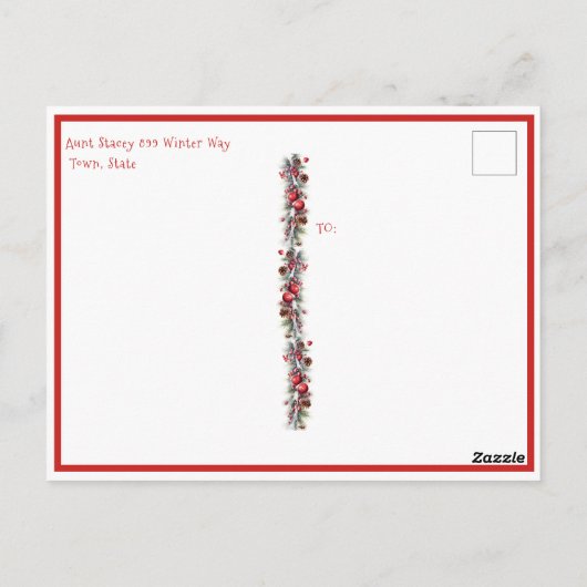 Kerstman Rosy Wangen met Suikerstok  Briefkaart (Achterkant)