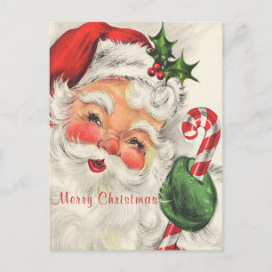 Kerstman Rosy Wangen met Suikerstok  Briefkaart
