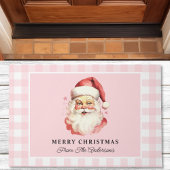 Kerstman Roze Gingham Persoonlijke Kerstmis Deurmat