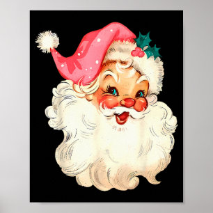 Kerstman Roze Kerst Gezicht Oude Kerstman Vintage Poster