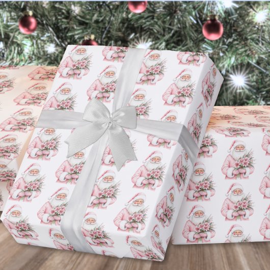 Kerstman Roze Kerstmis Cadeaupapier
