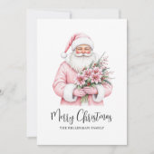 Kerstman Roze Kerstmis Feestdagenkaart (Voorkant)