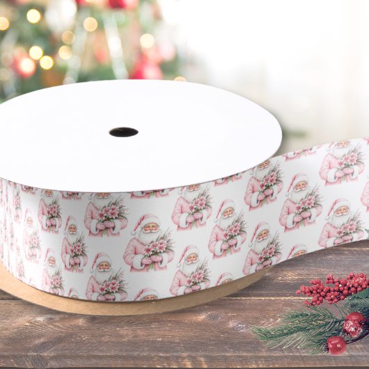 Kerstman Roze Kerstmis Satijnen Lint