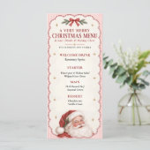 Kerstman Roze Streep Kerst Diner Menu (Staand voorkant)