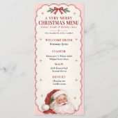 Kerstman Roze Streep Kerst Diner Menu (Voorkant)