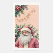 Kerstman Roze Vakantie Servet (Voorkant)