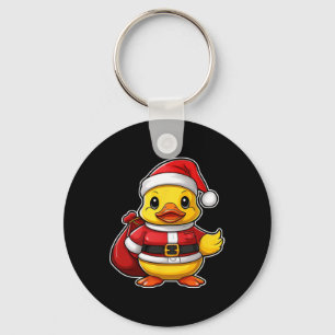 Kerstman Rubberen Eend Vrolijk Kerstmis Festief Xm Sleutelhanger