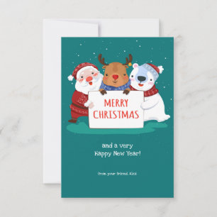 Kerstman Rudolf en Teddy Kerstkaart Kaart