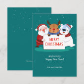 Kerstman Rudolf en Teddy Kerstkaart Kaart (Voorkant / Achterkant)