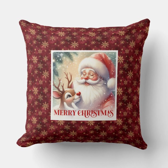 Kerstman Rudolph Cozy Kerst Kussen Festive Charme (Voorkant)