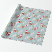 Kerstman Rudolph en dennenbomen Cadeaupapier (Uitgerold)