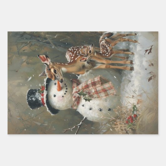 Kerstman Rudolph Frosty Kerstmis Decoupage Inpakpapier Vel (Voorkant 2)