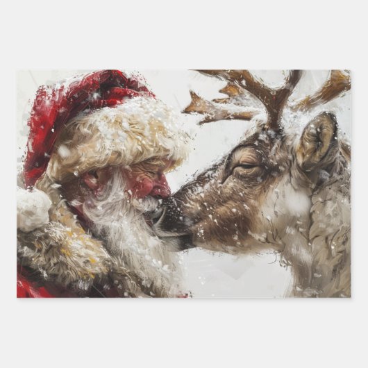 Kerstman Rudolph Frosty Kerstmis Decoupage Inpakpapier Vel (Voorkant)