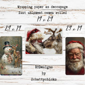 Kerstman Rudolph Frosty Kerstmis Decoupage Inpakpapier Vel