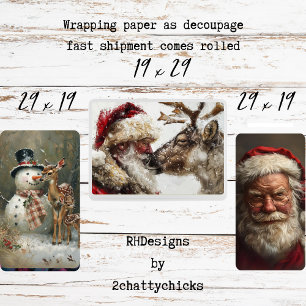 Kerstman Rudolph Frosty Kerstmis Decoupage Inpakpapier Vel