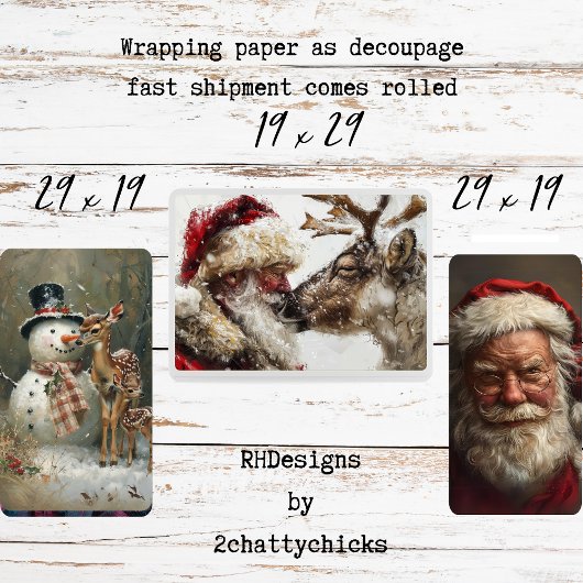 Kerstman Rudolph Frosty Kerstmis Decoupage Inpakpapier Vel