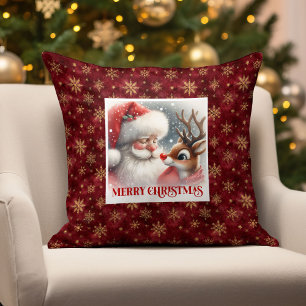 Kerstman Rudolph Kerst Kussen Decoratie 