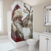 Kerstman & Rudolph Kerstband Douchegordijn (In situ)