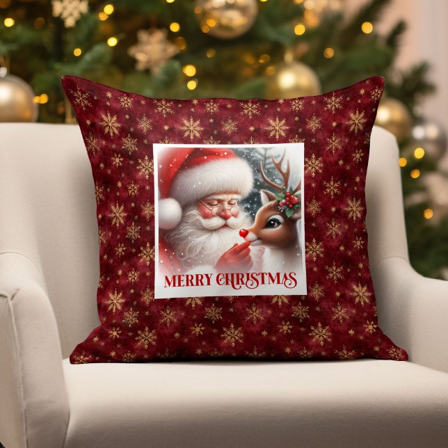 Kerstman & Rudolph Kerstkussen voor Winter  Kussen (Santa Claus & Rudolph Christmas Pillow for Winter Cheer
)