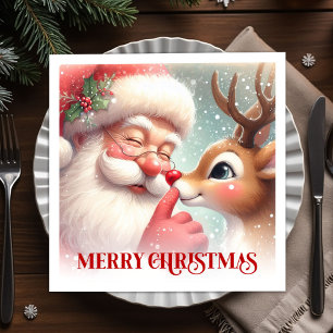 Kerstman Rudolph Kerstvakantie Kerstetentje Servet