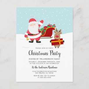 Kerstman, Rudolph & Sled Kerstfeest Uitnodigingen