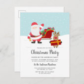 Kerstman, Rudolph & Sled Kerstfeest Uitnodigingen (Voorkant / Achterkant)