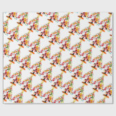 Kerstman, Rudolph, Sneeuwman en Elf Cadeaupapier (Vlak)