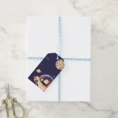 Kerstman Ruimteschip Kerstmis Cadeaulabel (Met Touw)