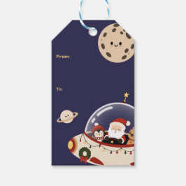 Kerstman Ruimteschip Kerstmis Cadeaulabel