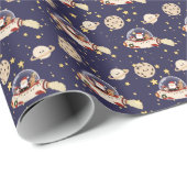 Kerstman Ruimteschip Kerstmis Cadeaupapier (Rol Hoek)