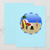 Kerstman Rust Op Het Strand Feestdagenkaart (Voorkant / Achterkant)