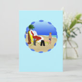 Kerstman Rust Op Het Strand Feestdagenkaart (Staand voorkant)