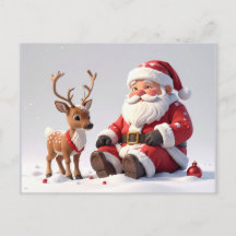 Kerstman rustend met een rendier