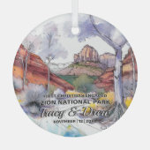 Kerstman Rustic Zion National Park verloofd paar Glas Ornament (Voorkant)