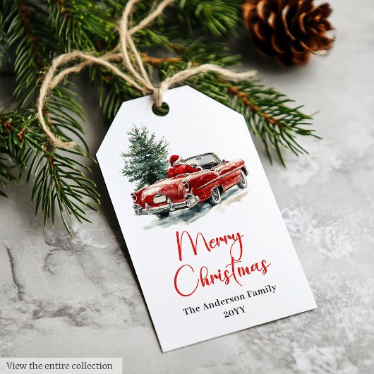 Kerstman Rustige Aangepaste Naam Bewerkbare Tag Cadeaulabel