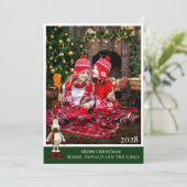 Kerstman Rut Streep Eenvoudige Voeg Eigen Foto Toe Feestdagenkaart (Staand voorkant)