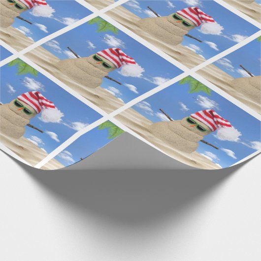 Kerstman Sand Snowman Cadeaupapier (Hoek)