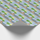 Kerstman Sandman met palmbomen Cadeaupapier (Hoek)